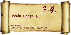 Hásák Gergely névjegykártya